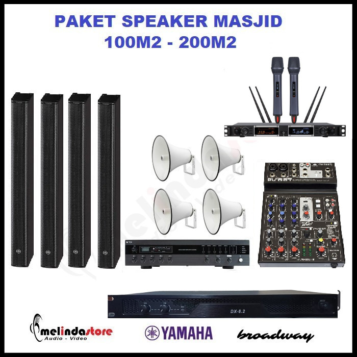Paket Sound System Masjid Speaker Yamaha VXL1-8 | Indoor Outdoor 100-200m2